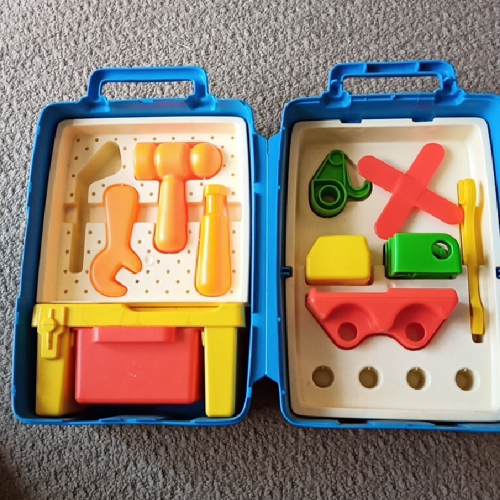 Vintage 1978 Mattel Tuff Stuff Toy Tool Set Workshop - toolbox Work bench